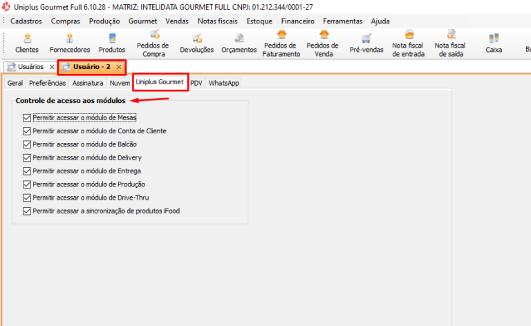 Configurações Básicas Uniplus Gourmet – Central Do Uniplus